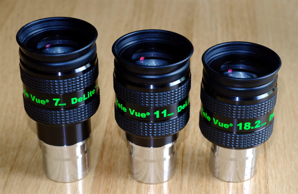 The Tele Vue DeLite line of eyepieces (credit: Bill Paolini)