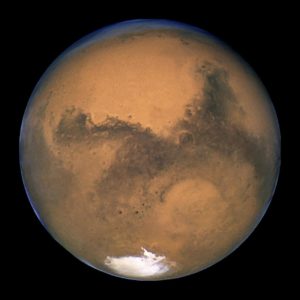 Mars imaged by the Hubble Space Telescope during its opposition of 2003 (credit: NASA/HST)