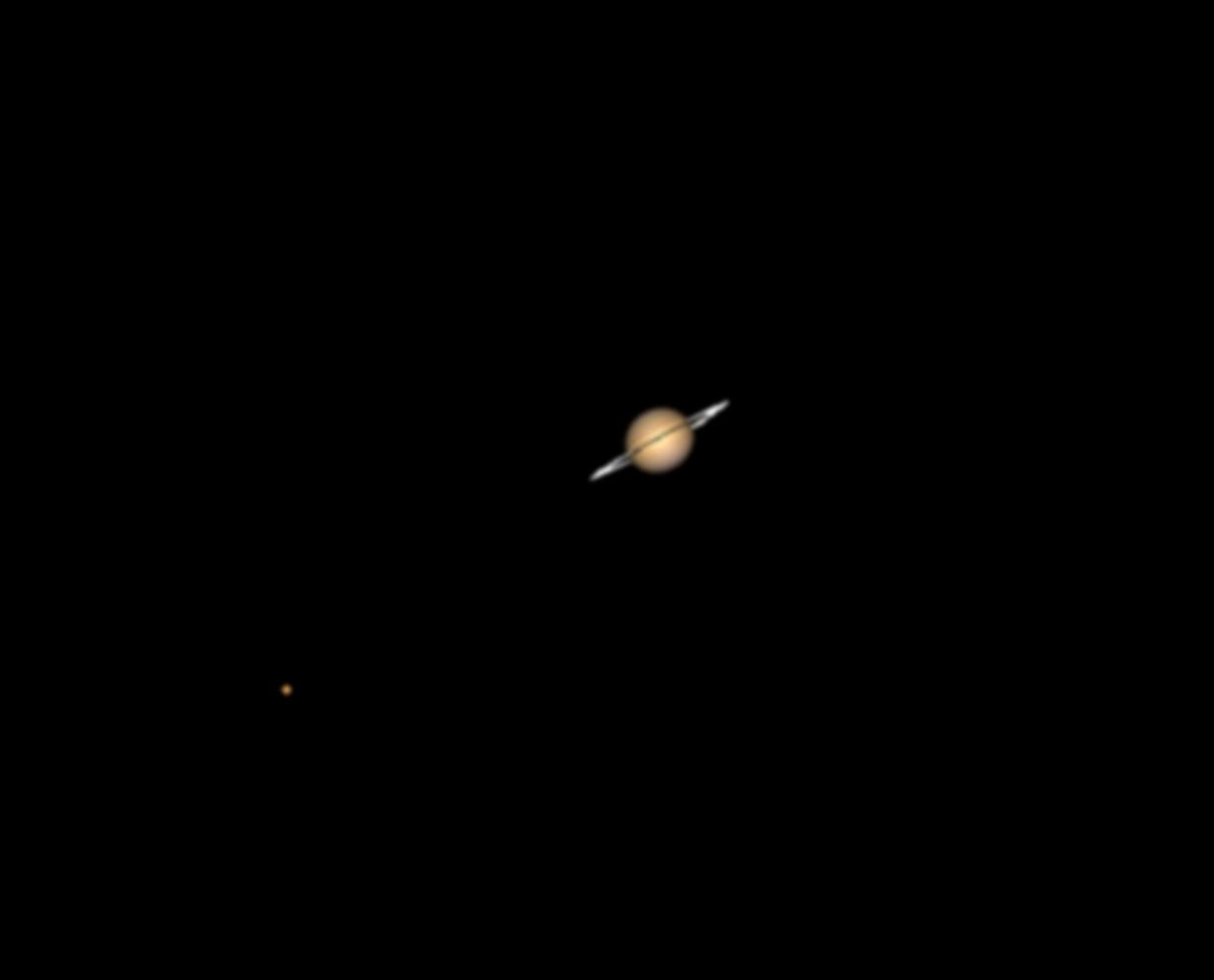 Сатурн и Титан в телескоп