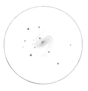 A rough sketch of NGC 55 made with a 10" f/4.7 Newtonian reflector at 65x.