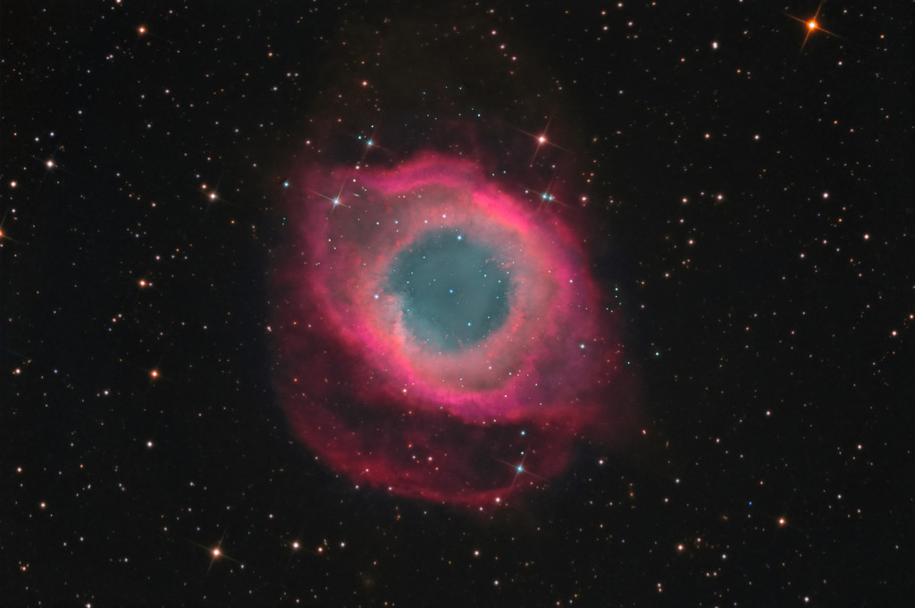 NGC 7293, the Helix Nebula, is a planetary nebula in the constellation Aquarius. Image credit: Warren Keller at Billionsand Billions.com. Additional credit: Piermario Gualdoni and Alessandro Cipolat Bares.