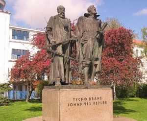 Statue of Johannes Kepler and Tycho Brahe in Prague.