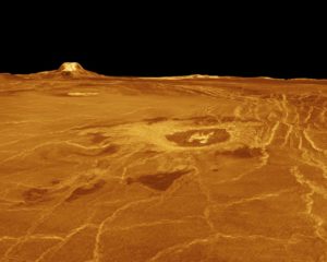 A radar rendition of the surface of Venus.