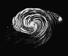 A sketch by Lord Rosse of the galaxies M51 and NGC 5195.